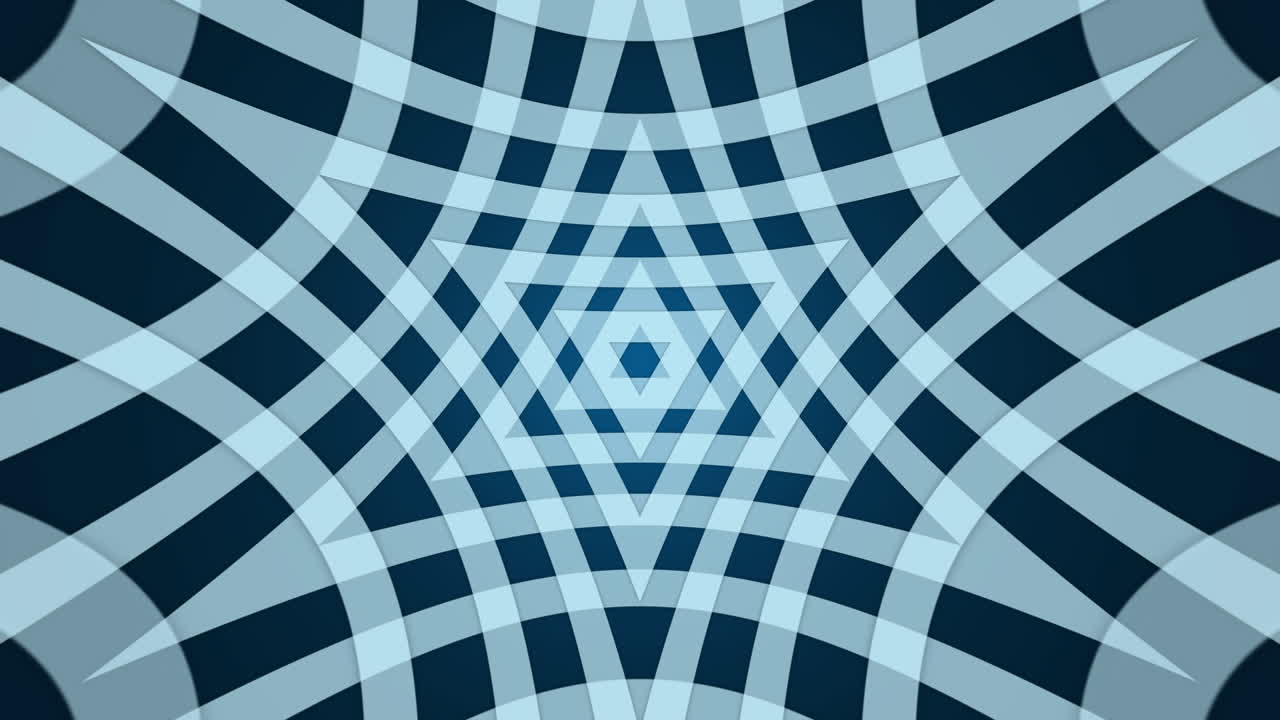 Abstract looped animation of a star of david. Blue diverging lines on a dark background.