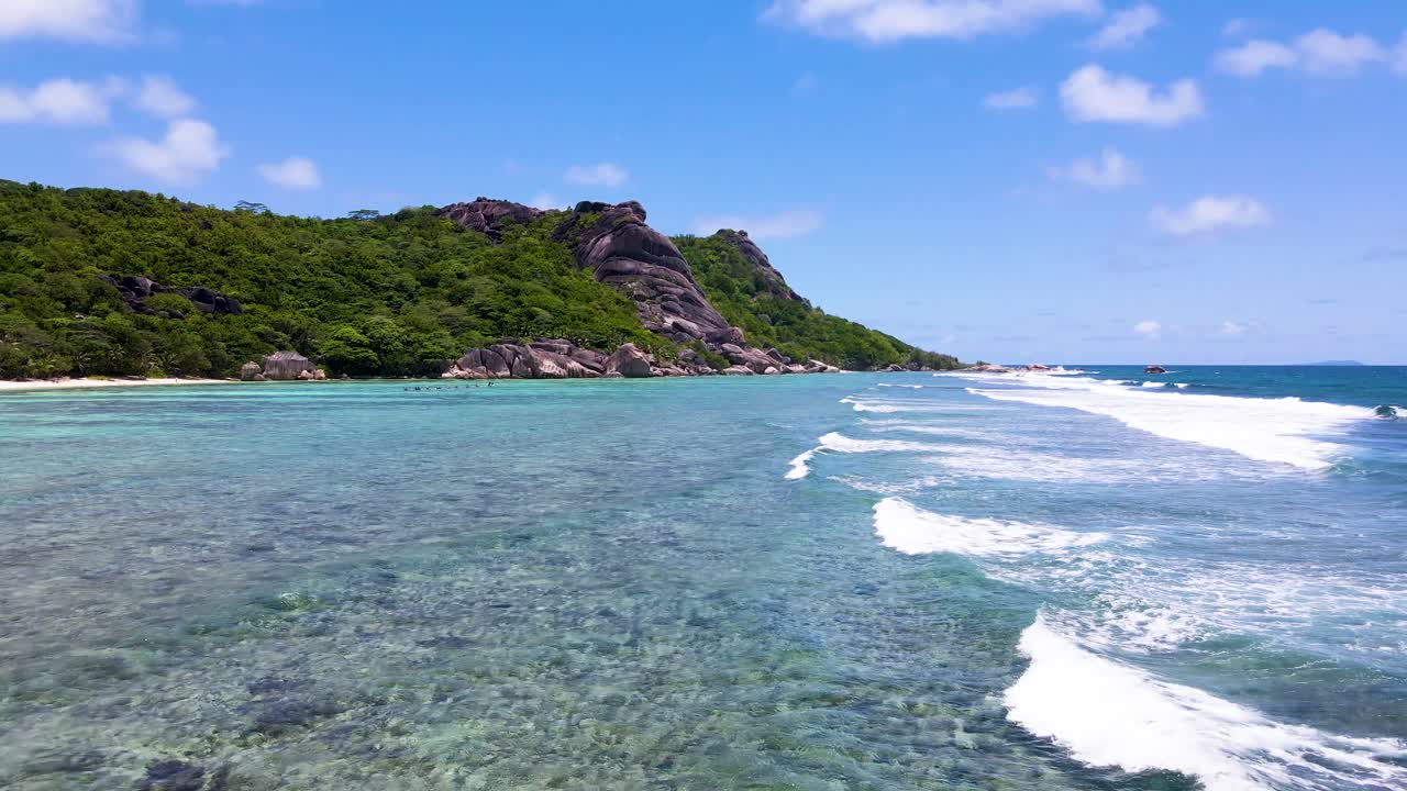 Seychelles La Digue Sunset Ocean Waves Aerial Drone1.mp4