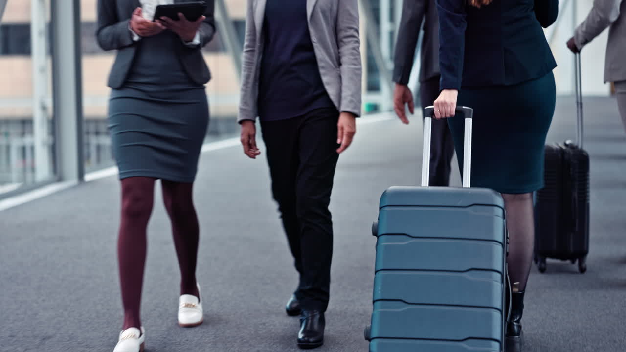 Airport, legs or business people walking