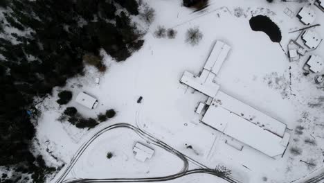 Drone shot of a snowy landscape in Sweden.
