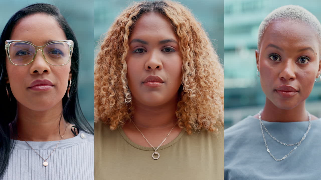 serio, retrato y mujer de negocios en la oficina