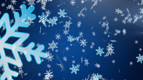 animación de copos de nieve cayendo sobre un fondo azul