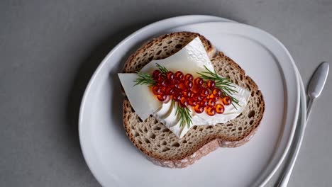 delicious cheese and caviar toast