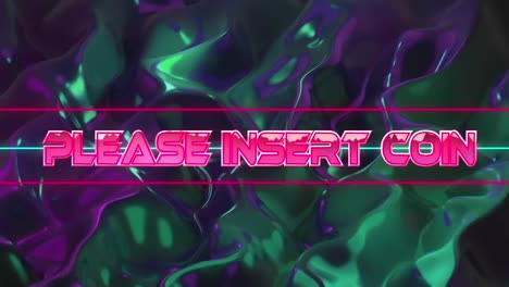 animation of please insert coin in digital abstract space