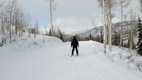 skiing adventure in steamboat springs, colorado: black skier on slopes