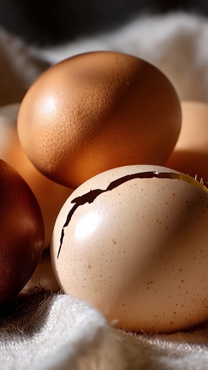 A Beautiful Transition from Eggs to Chick: Exploring the Life Cycle of Birds through Stunning Frames Capturing Fresh Eggs and a Newborn Chick Hatching
