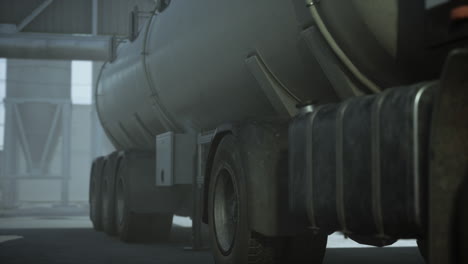 large white cistern trucks in a factory