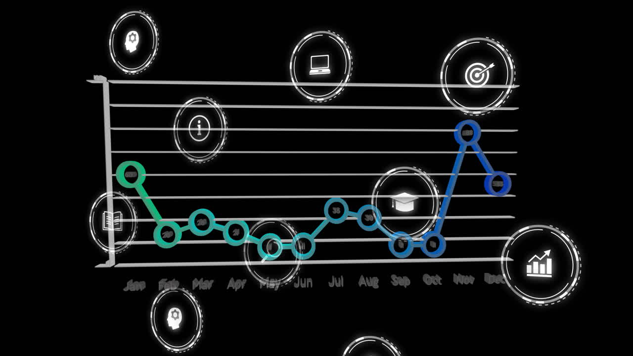 animación de los iconos de negocios sobre el diagrama