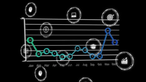 animación de los iconos de negocios sobre el diagrama