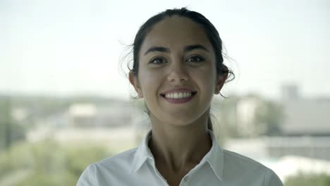 cheerful young businesswoman