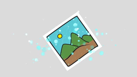 animación de fotograma con clima cambiante en fondo gris con puntos azules