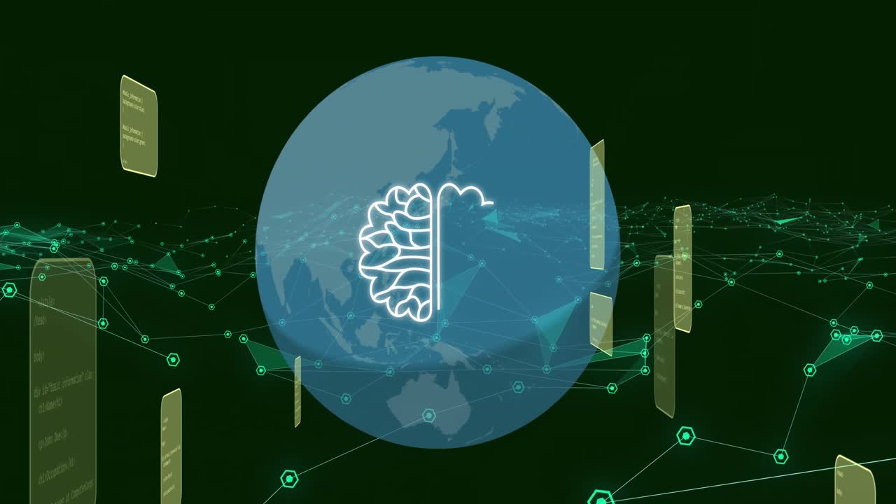 전 세계 인공지능 데이터 처리의 애니메이션