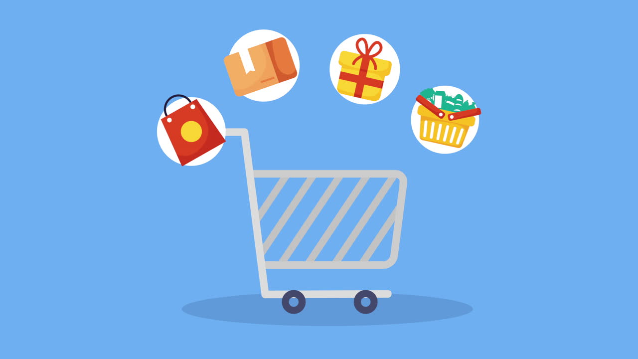 클래식 쇼핑 카트 시장 애니메이션