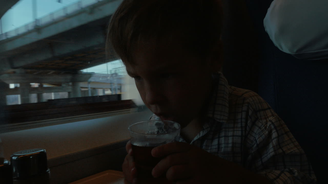 Little Boy Traveling by Train