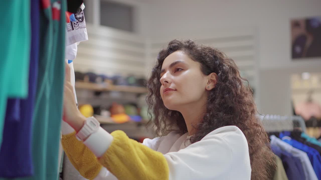 mujer comprando ropa en una tienda de ropa