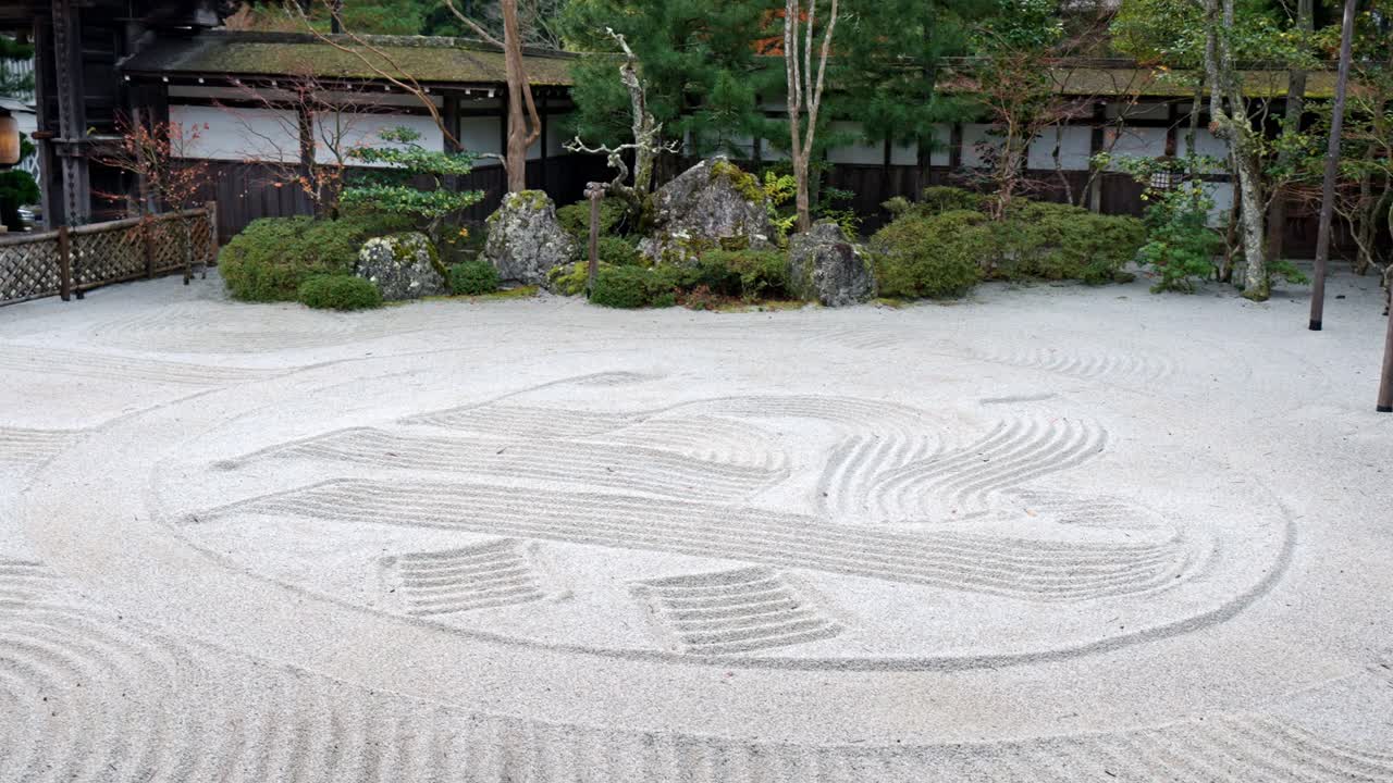 Courtyard of a traditional ryokan in Koyasan, Japan.