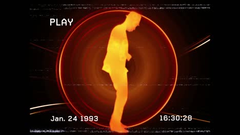 Vintage-video-of-flame-filled-silhouette-of-man