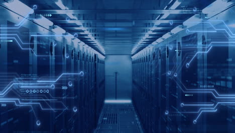 animation of data processing over servers and computer circuit board