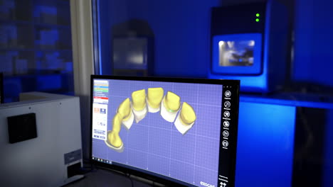 modern medical dental technologies. one of the steps making of artificial teeth by dental technician in the clinic