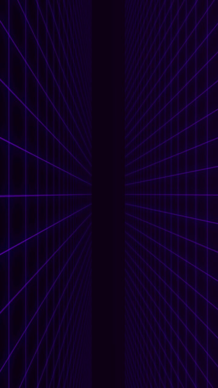 Flyver gennem en retro-futuristisk lilla gittertunnel