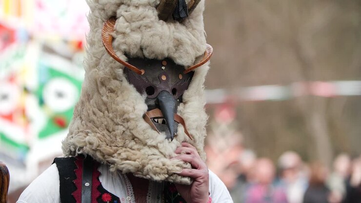 Interesting mask made out of wool expressing somewhat scary feeling-1
