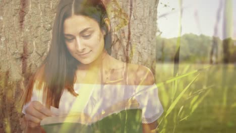 Mujer-Leyendo-Un-Libro-Debajo-De-Un-árbol