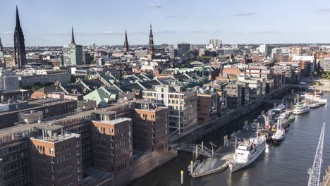 timelapse from the elbphilharmony in hamburg with a clear view on the hamburger hafen city in germany