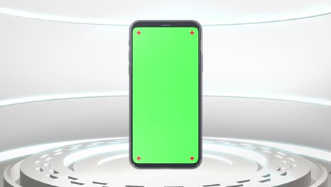 teléfono móvil pantalla verde encendiendo fondo de tecnología de ciencia ficción