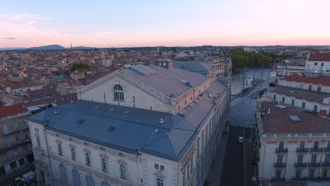 opéra national de montpellier languedoc-roussillon by drone aerial sunrise view