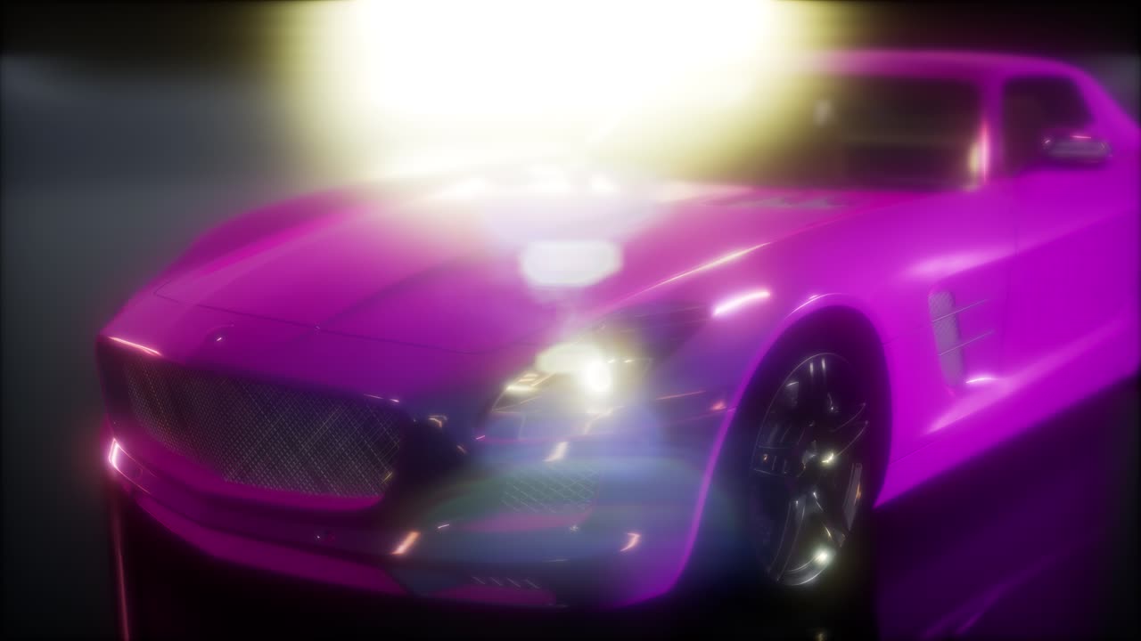 auto sportiva di lusso in uno studio buio con luci brillanti
