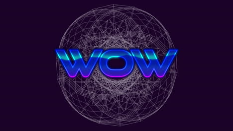 animación de texto wow sobre círculos móviles formas geométricas en fondo oscuro
