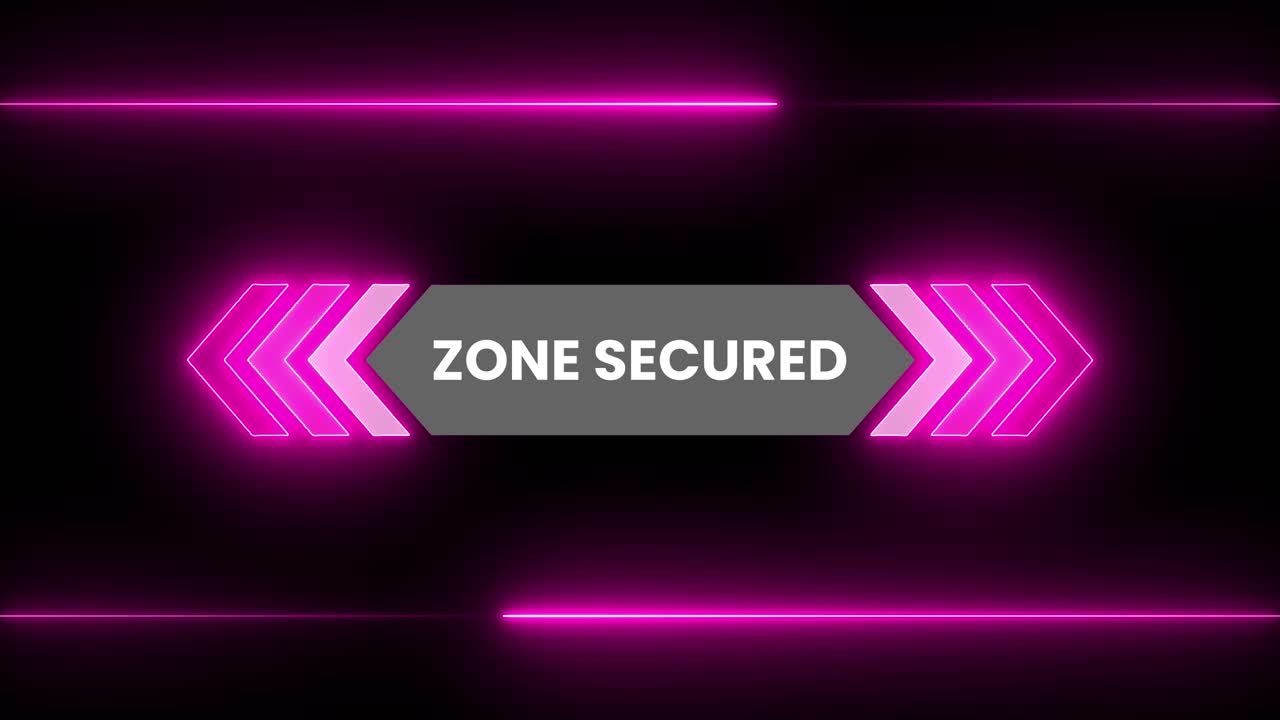 Zona Rosa Neon Messaggio Protetto con Frecce Luminose