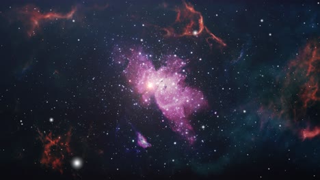 universo 4k, volando a través de nubes nebulosas en forma de flor en el espacio