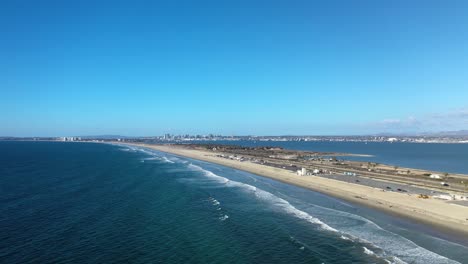 Aerial-Drone-Shot-in-4k-of-Coronado-and-San-Diego-Skylines-just-before-Sunset---November-2022