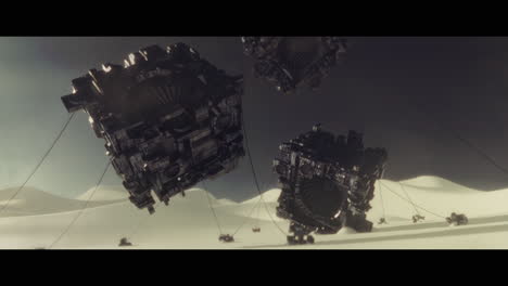 huge alien qube artifacts in the desert