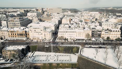 captivating drone footage showcasing luxembourg covered in snow