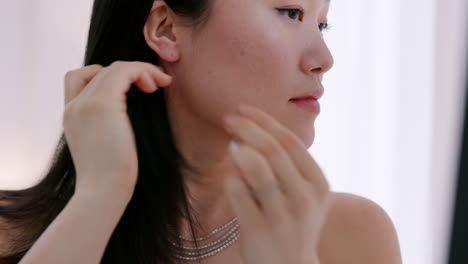 asian, woman and fashion earrings jewellery