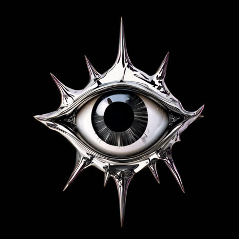 futuristic metallic eye design animation isolated asset, transparent 4k video, alpha channel, prores