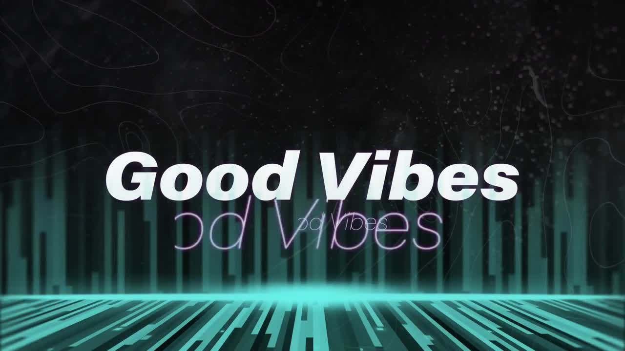 แอนิเมชันข้อความ "global vibes" บนพื้นหลังสีดำ