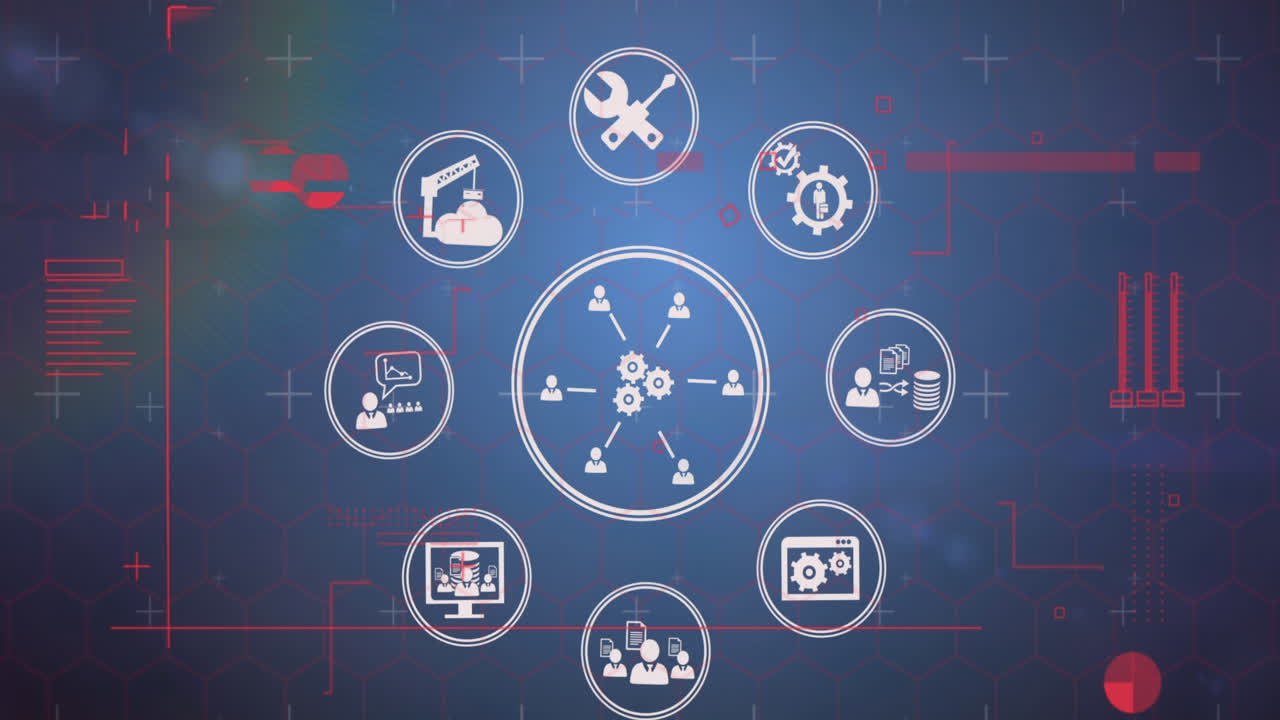 Animation of data processing over media icons