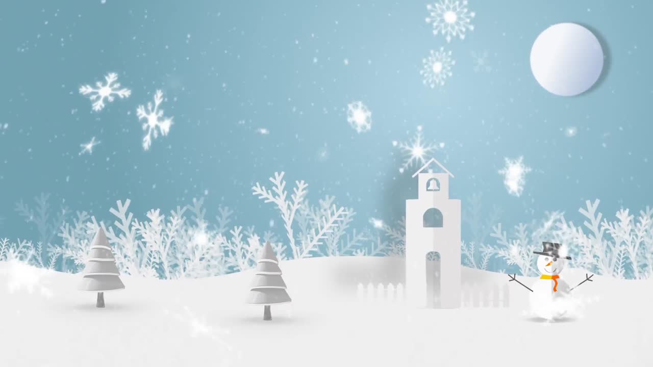 밝은 파란색 배경에 겨울 풍경