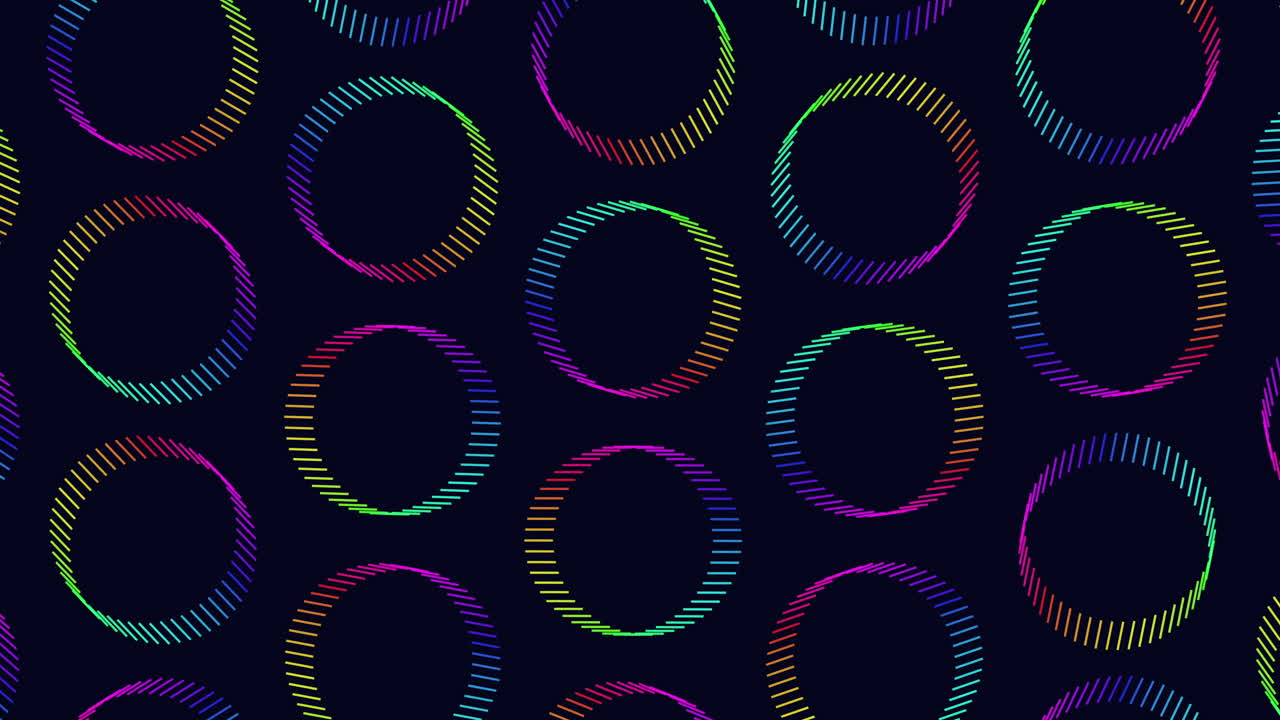 Vibrant and modern circle pattern colorful circles overlapping on black background