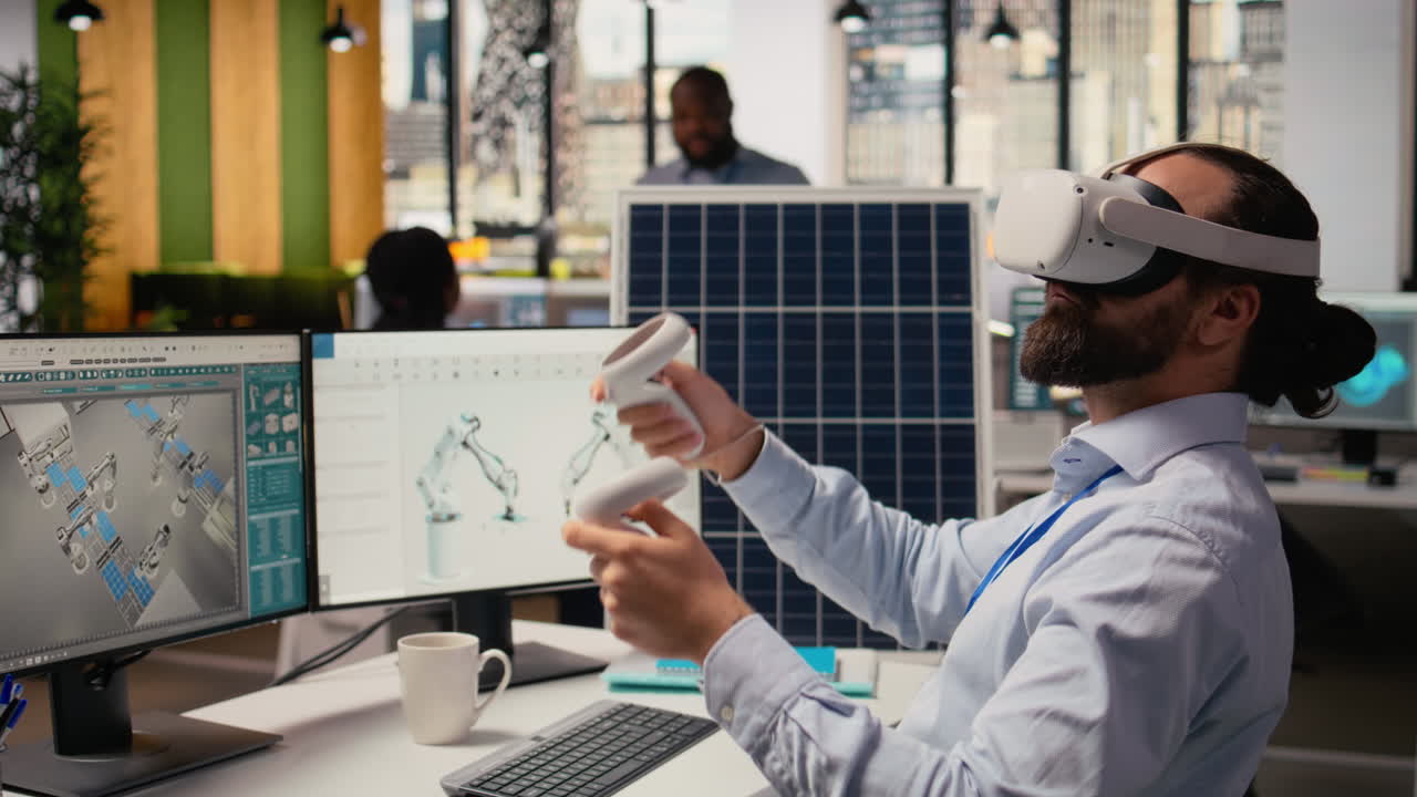 Rd Department Researcher Using Vr Headset To Study Solar Clean Energy Systems