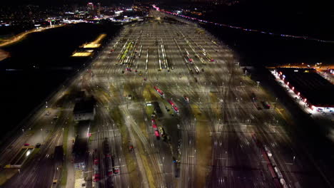 aerial of train yard, greater zurich area, switzerland