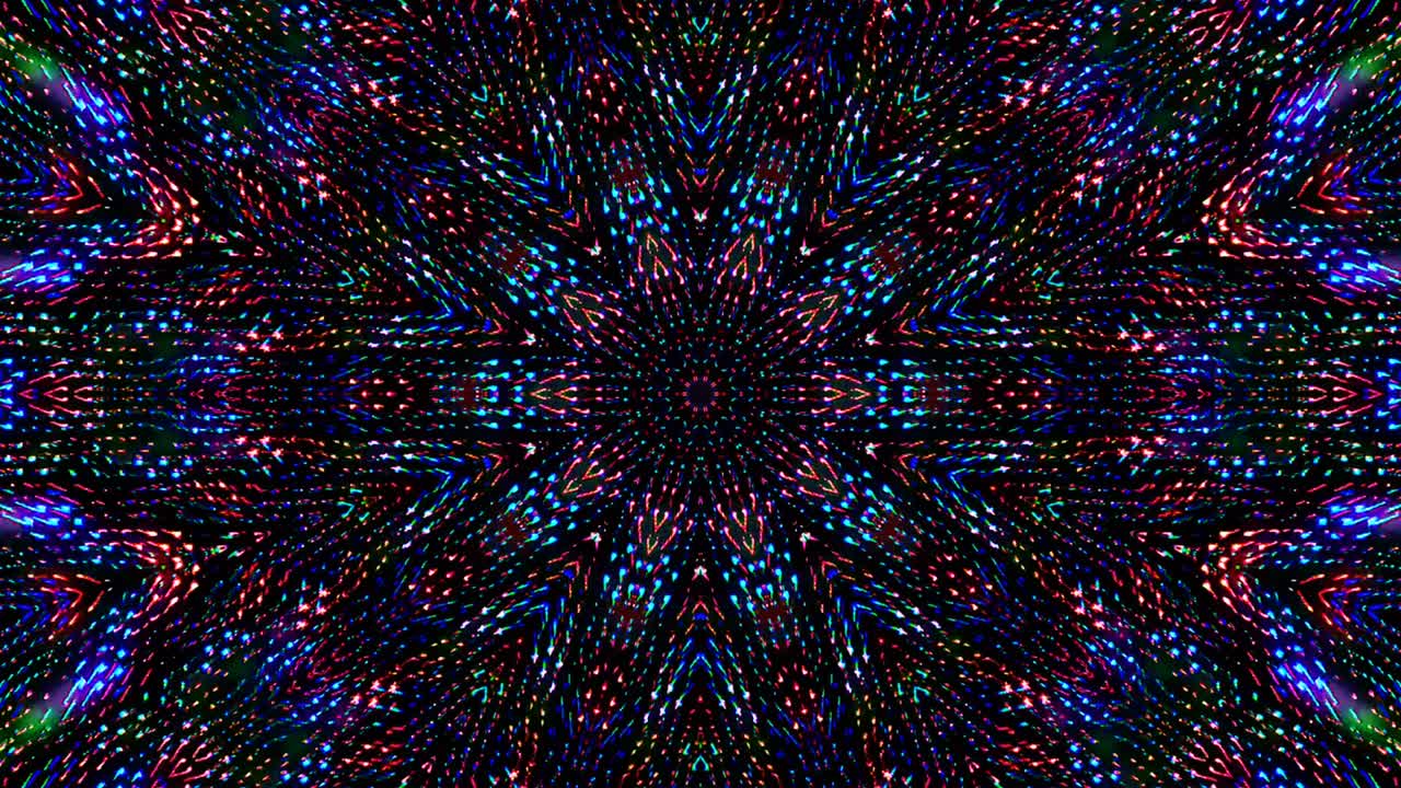 Krásný abstraktní kaleidoskop, který září, zářivé světlo, které reguluje jemné pohyby