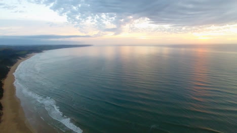 dramatic aerial sunrise along coast of south africa