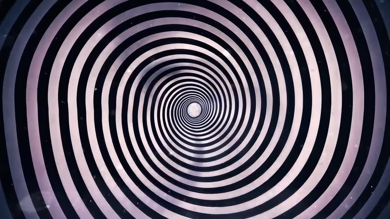 Pola spiral hipnotis dengan fokus di tengah, menciptakan efek video yang memukau