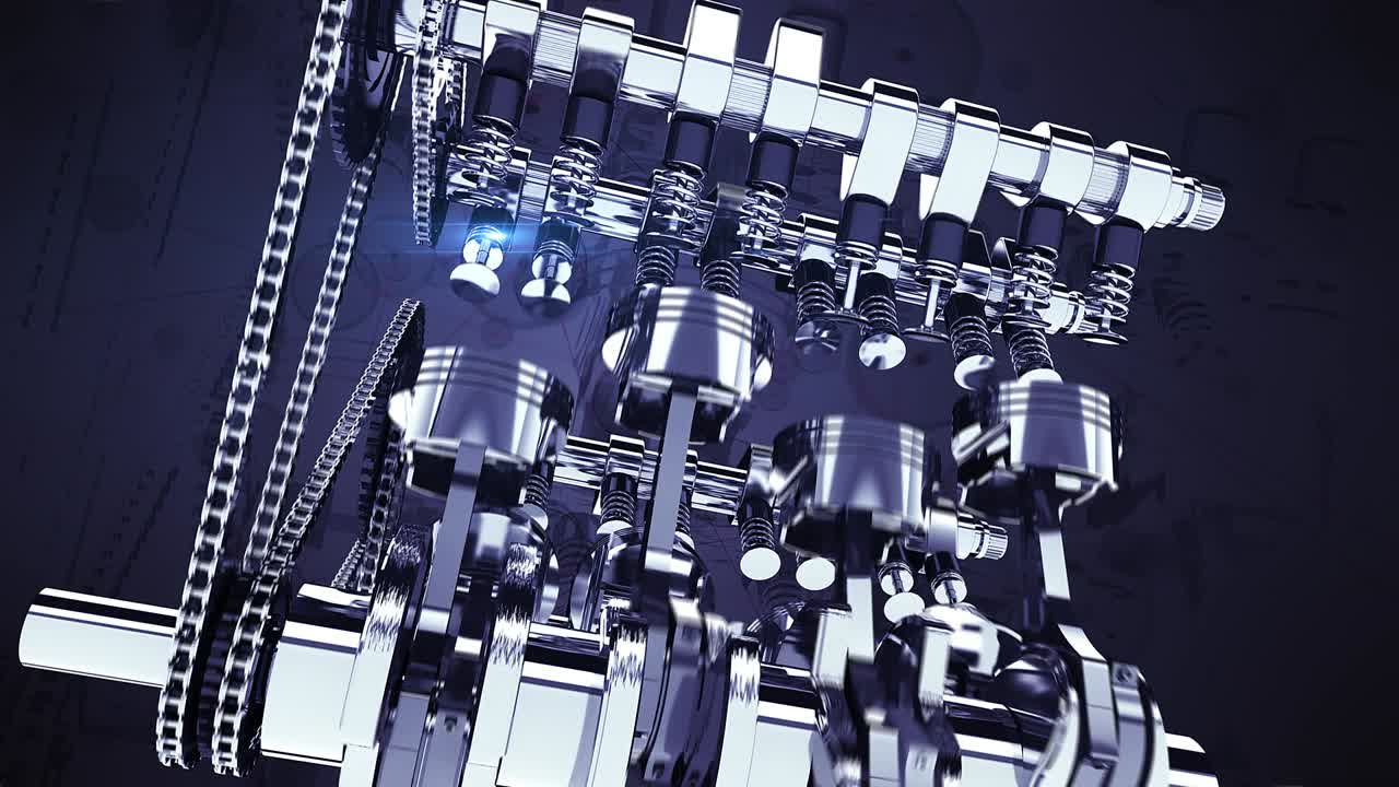 CG Animation Of A Fuel Injected V8 Engine With Visual Effects