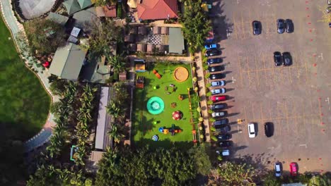 top down aerial of a colorful children's playground in abuja, nigeria