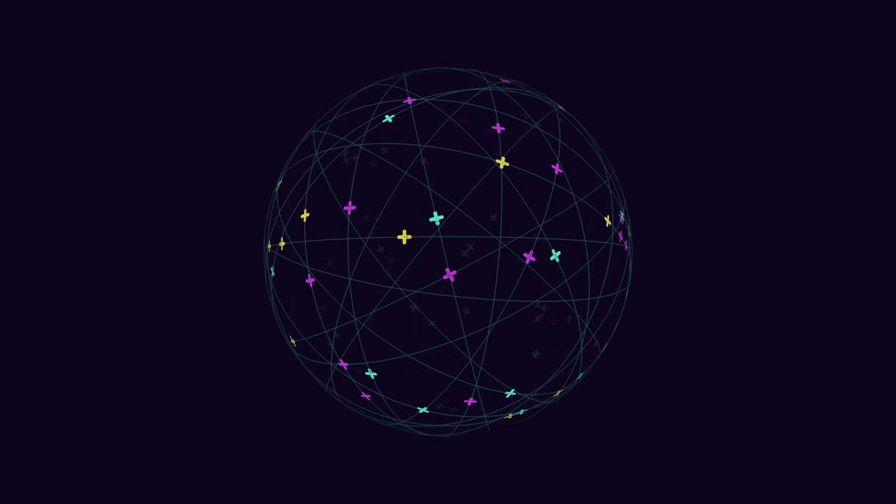 Complex network interconnected lines and dots forming circular shape